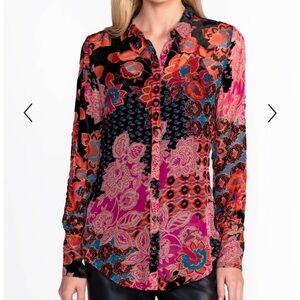 Johnny Was Yrene velvet burnout blouse $318